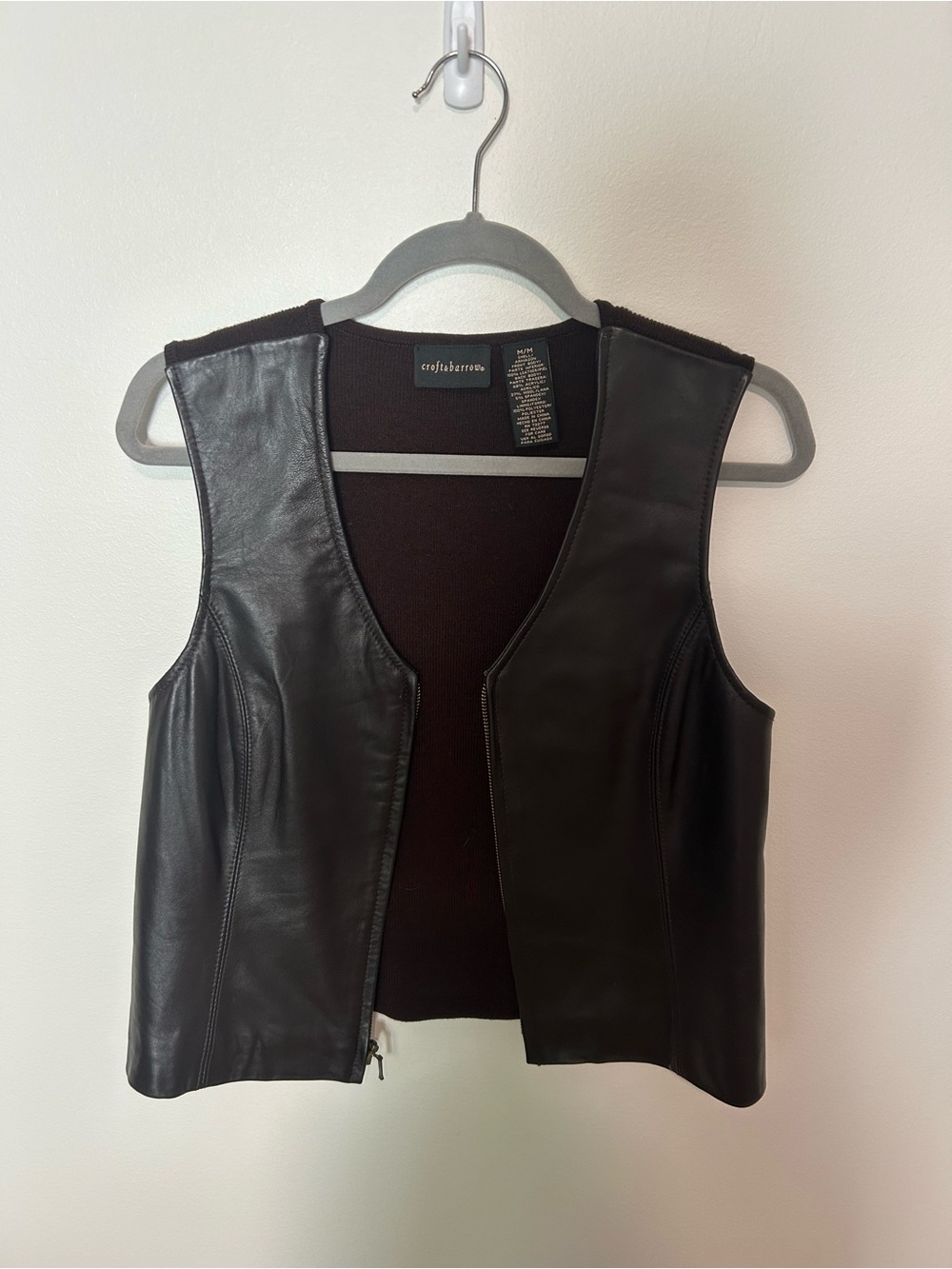 Vintage 100% Leather Chocolate Brown Full Zip Vest Size Medium